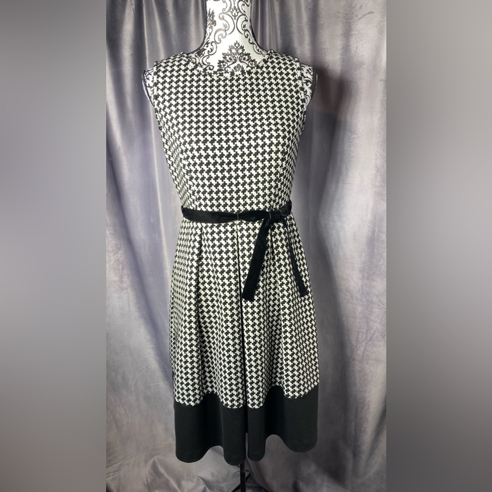 Calvin Klein Womens Houndstooth Fit N Flare Dress Size 4 Classy Professional